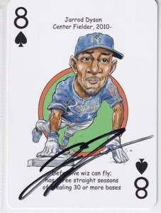 Tarjeta de juego Jarrod Dyson 2015 Hero Deck KC Royals héroes de béisbol firmada - Imagen 1 de 2