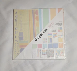 s.e.i Simple Sets: Softy 12x12 Coordinating Patterned Solid Cardstock & Stickers - Picture 1 of 4