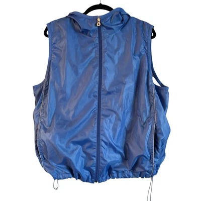 Chaleco cortavientos de colección Lauren Ralph Lauren para mujer con capucha azul talla 2X bolsillos Foto 1 de 4