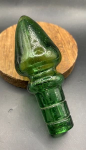 Tappo tappo in vetro verde peridoto vintage per bottiglia - 4" - Foto 1 di 5