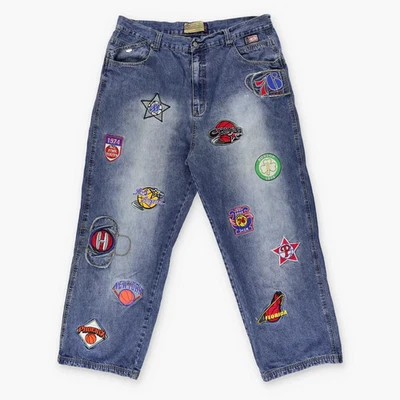 Vintage DTEK NBA 'All Stars' Basketball Team Patch Y2K Baggy Jeans (42x32) - Image 1 of 4