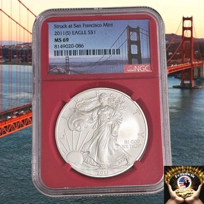 2011 S $1 Silver Eagle, NGC MS69 Red Core Holder Struck @ San Francisco Fast 🚢  - Image 1 of 4