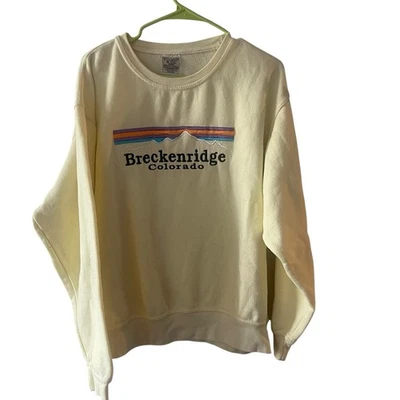 Sudadera acanalada cuello redondo Pacific Co. amarilla talla mediana Breckenridge Colorado Foto 1 de 4
