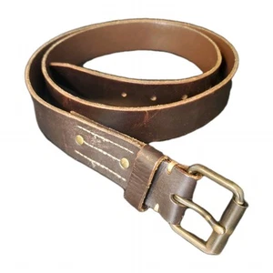 Lands’ End Mens Brown Leather 1.5" Wide Belt Size 36 Brass Tone Buckle - Picture 1 of 9