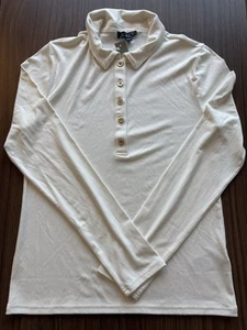 J. Crew Collared Henley Long Sleeve Shirt Women’s Ivory Size Large - Picture 1 of 10