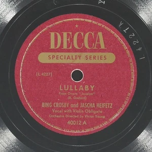 BING CROSBY JASCHA HEIFETZ Lullaby/Caravan Rested DECCA 40012 VG+ 78 1946 Vocal - Picture 1 of 4