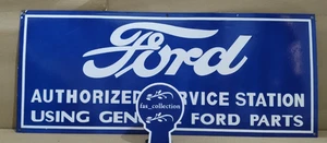 Ford Authorized Service Station Porcelain Enamel Sign 36 x 15 Inches 1 Sided - Picture 1 of 7
