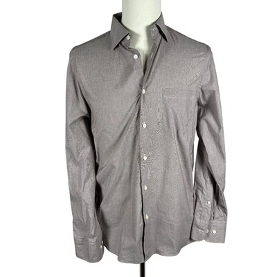 John W Nordstrom Men Button Down Dress Shirt Medium Maroon White Supima Cotton - Image 1 of 3