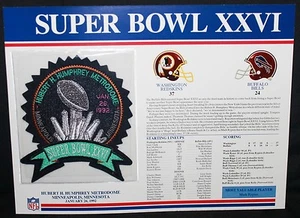WILLABEE & WARD OFFICIAL NFL SUPER BOWL PATCH XXVI REDSKINS BILLS 1992 - Bild 1 von 1