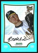 2009 Bowman Chrome Blue Refractors #219 Brett Anderson /150