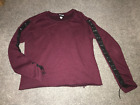 Emo Goth Hot Topic Sm Lace Sleeves Top Jumper Burgundy