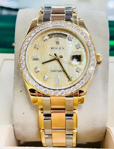 Rolex Day-Date Masterpiece Tridor 18948 39mm 18k Gold FACTORY MOP Diamond Dial - Picture 1 of 10