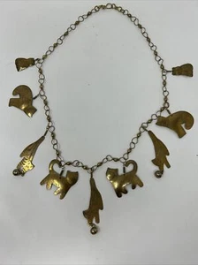 Vintage Bronze Kätzchen Katze Charm Jingly Glocke Halskette - Bild 1 von 7