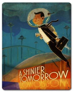 Vintage Stil Blechschild Retro Jet Pack SciFi Zellstoff Zukunft Stadt Deko Fantasy  - Bild 1 von 1