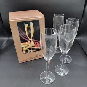 Rigoletto LUIGI BORMIOLI Blown Crystal Flutes Set of 4 Original Box - Picture 1 of 3