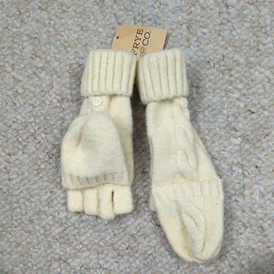 Frye Cable Knit Pop Top Mitten Womens One Size Butter Cream Fingerless - Image 1 of 4