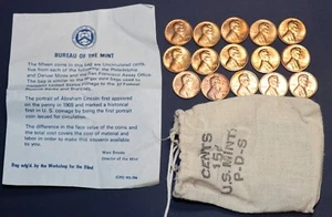1972 Lincoln Cent 15pc Mini US Mint Cloth Bag with Certificate - Picture 1 of 2