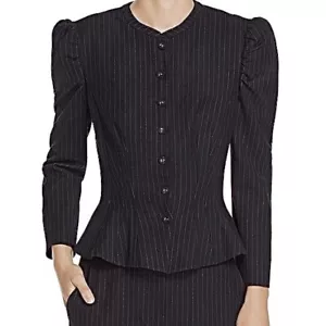 REBECCA TAYLOR Victorian Pinstripe Black Jacket Blazer Button Front 6 - Picture 1 of 8