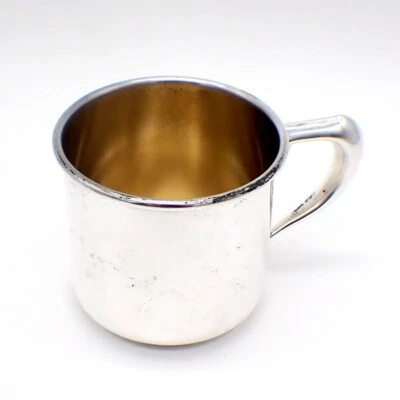 Copo de bebê dourado interior prata esterlina Manchester sem mono - Imagem 1 de 4