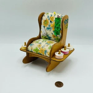 Vintage Hand Crafted Folk Rocking Chair Pin Cushion Cottage Core - Picture 1 of 6