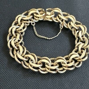 Vintage Signed B, Gold Filled 12K Thick Link Bracelet 7.5" Heavy 39.1 Grams - Picture 1 of 9