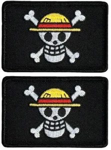 Strohhut Piratenflagge bestickt Moral Aufnäher - 2 Stück Haken Rückseite 3"X2" - Bild 1 von 2