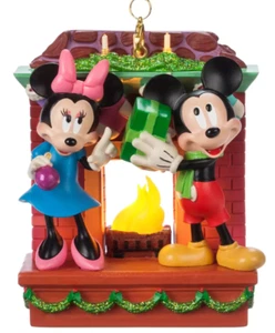 NIB Disney Mickey & Minnie Mouse Light-Up Ornament Sketchbook Fireplace - Picture 1 of 6