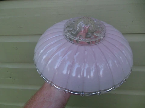Vintage Pink Glass Chandelier 11" Light Shade Ceiling Mount Sconce Cover
