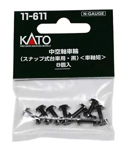 KATO 11-611 N-Gauge Hollow Axle Wheels for Snap-On Bogies Black Short Axle 8pcs - Picture 1 of 3