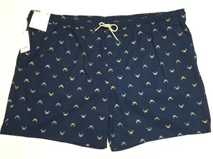 Goodfellow & Co. Men's 5XL Big & Tall 7" Crab Print Blue Lined Swim Trunks - Picture 1 of 11