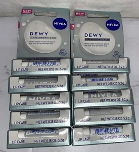 Lot Of 10-Nivea Dewy 24HR Moisture Lip Balm W/ Hyaluronic Acid-0.18oz. - Picture 1 of 5
