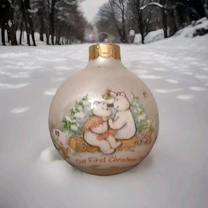 Hallmark Primera Navidad Juntos 1989 Oso Pareja Adorno De Colección - Imagen 1 de 5