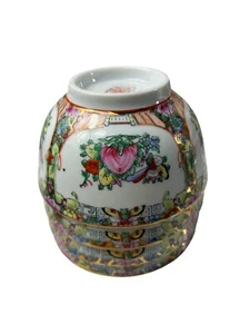 Vintage chinesische Rose Medaillon Porzellan Famille Rose Schüssel China 4,5" Menge 4 - Bild 1 von 6