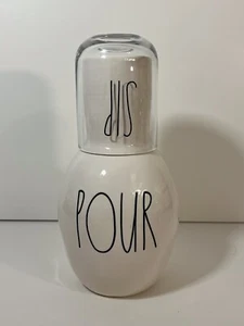 Rae Dunn Sip Pour Bedside Tumble Up Ceramic Carafe & Clear Glass - Picture 1 of 16