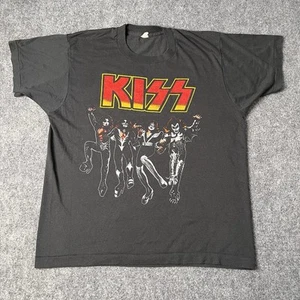 Vtg 1980s Kiss Destroyer Rock Concert Tour T-shirt Mens L Single Stitch Band Tee - Picture 1 of 7
