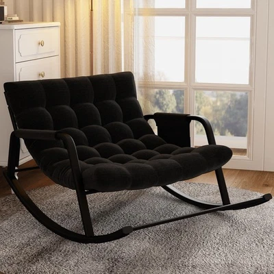 Rocking Papasan Chair Indoor Outdoor Patio Rocking Chairs Oversized Rocker Chair - Image 1 of 4