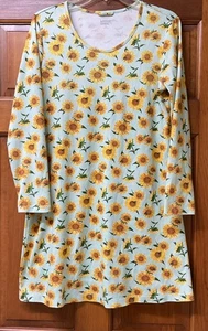 Lands End Damen Langarm Baumwolle Nachthemd Sonnenblumen Medium 10-12 - Bild 1 von 5