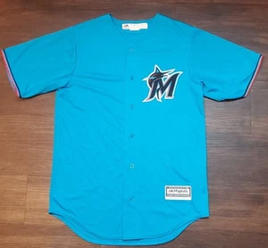 Miami Marlins Majestic CoolBase Mens Small Button Up MLB Jersey - Picture 1 of 9