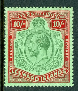 Leeward Islands 1928 British KGV 10' Red & Green Scott #82 Mint R955 ⭐⭐⭐⭐⭐ - Picture 1 of 6
