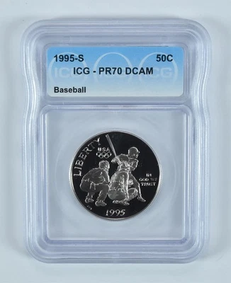1995-S Olympic Baseball Commemorative Half Dollar PR70 DCAM ICG *1650 - Image 1 of 4