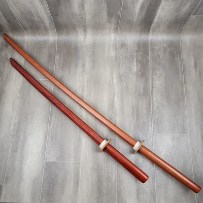 (2) Japanese Samurai Wooden Training Katana Swords 40" & 30" - Image 1 of 4