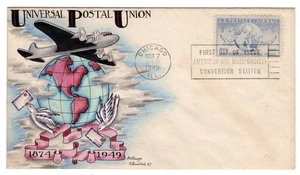 C43 UPU 15c Airmail Dorothy Knapp Hand Painted Variety 1949 FDC Chicago IL - Picture 1 of 2