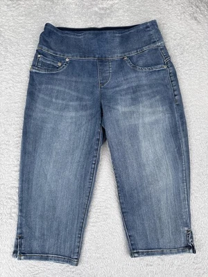 Seven7 Capri Jeans Womens 4 Blue Pull On Stretch Denim Side Slit Hem Pants - Image 1 of 4