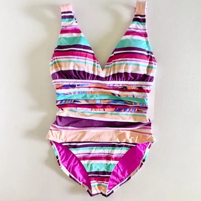NEW La Blanca Island Goddess One Piece Swimsuit in pink/purple -Size 6 - Image 1 of 4
