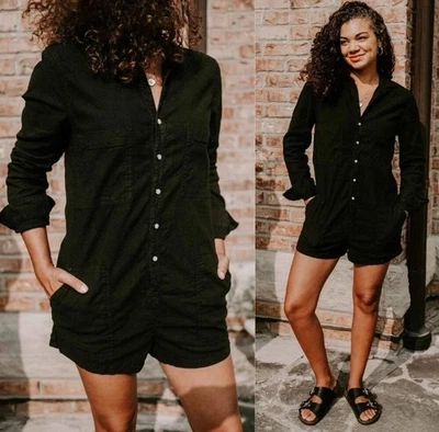 Frank & Eileen Irlanda Italiano Performance Lino Negro Mono Mameluco Mediano Foto 1 de 4