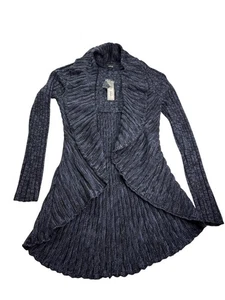 Apt. 9 Damen-Strickjacke gerippt vorne offen Rüschen Staubtuch S blau schwarz meliert neu - Bild 1 von 6