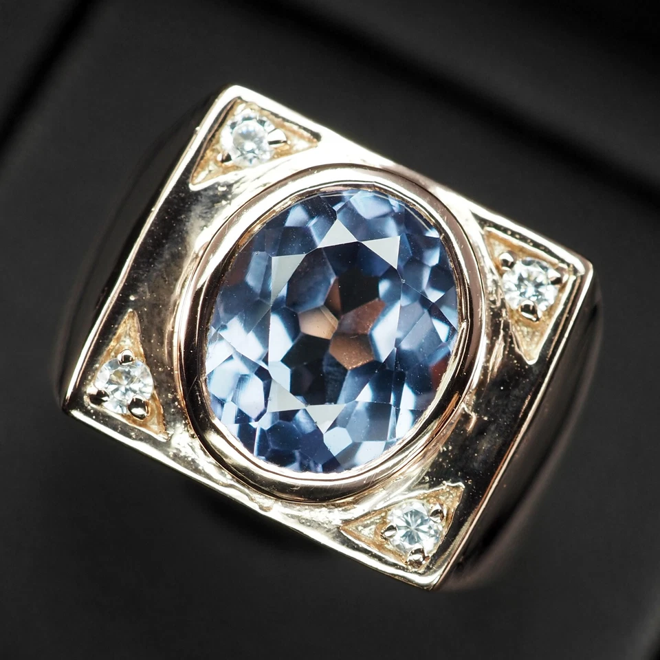 Anelli fatti a mano in argento sterling 925 ovale 5,14 ct con alessandrite... - Immagine 1 di 4