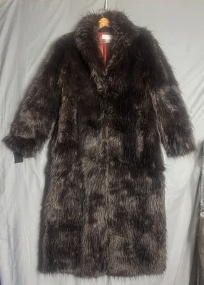 Vintage Newport News Comprimento Total Pele Custo Grande Dinheiro Bolsos Mob Esposa Faux - Imagem 1 de 4