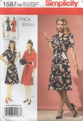 Simplicity Sewing Pattern 1587 Dress 1940s Vintage Drop Waist Size 6 - 14 New - Image 1 of 4