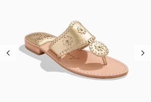 Jack Rogers Jacks flache Zehenstegsandale Metallic Leder 7M Hampton Beach Resortwear - Bild 1 von 8